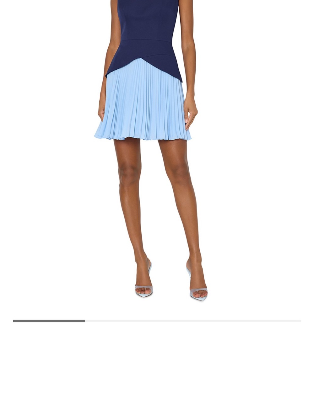 Milly Haddy Pleated Colorblock Mini Dress Navy Blue Light Blue | NWT